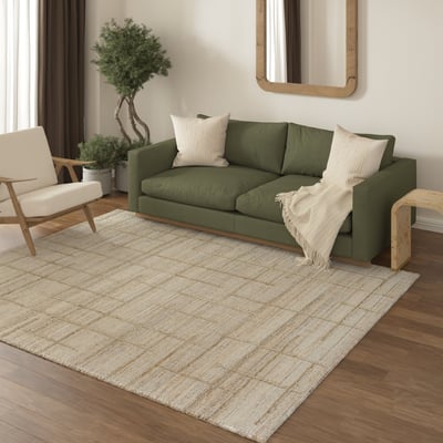 Hollis Lark Bleach Jute/Cotton Handwoven Area Rug