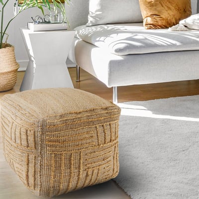Hollis Pouf Belle Natural Jute/Cotton Handmade