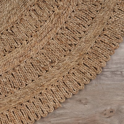 Roscoe Gwen Grey/Tan Jute Braided Area Rug
