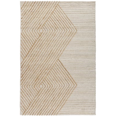 Elowen Leah Bleach/Natural Jute/Cotton Handwoven Non-Slip Backing Area Rug