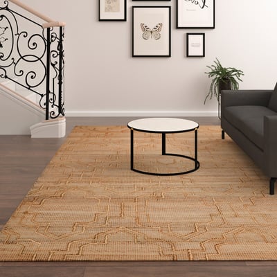Elowen Maya Natural Jute/Cotton Handwoven Non-Slip Backing Area Rug
