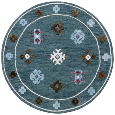 Flair Eloise Dark Blue Wool Hand-Tufted Non-Slip Backing Area Rug