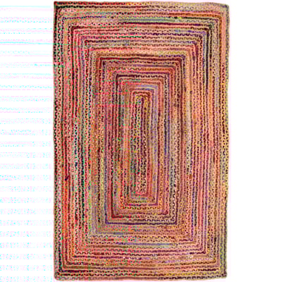 Lorna Riley Red/Natural/Pink Cotton/Jute Braided Area Rug