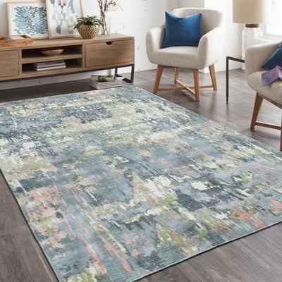 Lyric Harper Blue/Pink Wool Handmade Area Rug