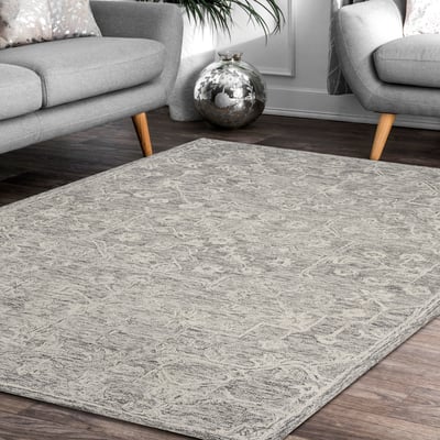 Sylva Elena Silver/Grey Wool Handwoven Area Rug