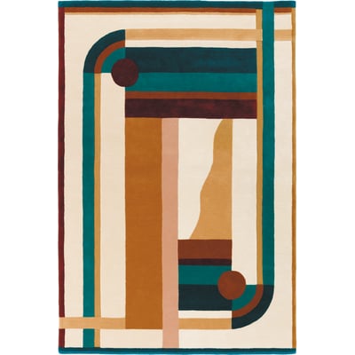 Hacienda Beige/Yellow/Blue Wool Hand-Tufted Area Rug