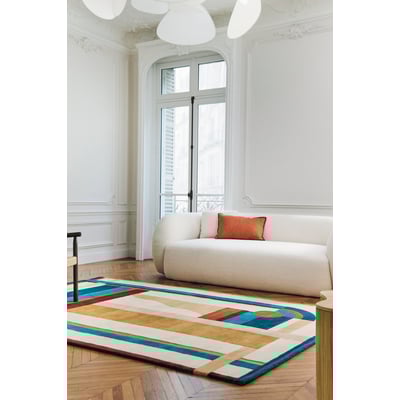 Hacienda Beige/Yellow/Blue Wool Hand-Tufted Area Rug