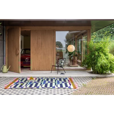 Stripy Stem Azure Hand-Tufted Outdoor Area Rug