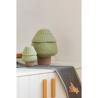 Back to School Big Tree Basket Matcha/Almond Cotton Handmade