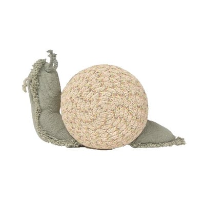 Back to School Mini Snail Basket Light Green/Natural Cotton Handmade