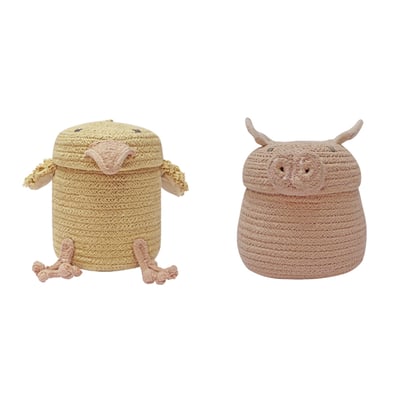 The Animal Crew Charlie and Peggy Mini Basket Set Sandstone/Honey Cotton Handmade