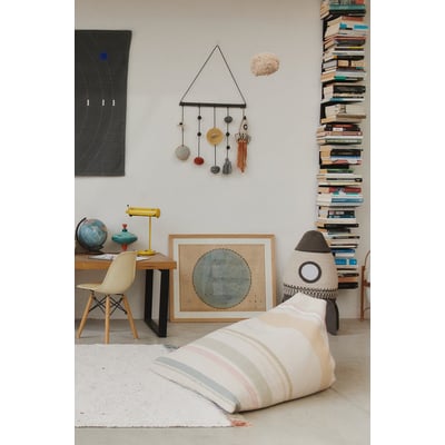 Astronaut Cosmos Wall Hanger Dark Grey/Blue Sage Cotton Handmade