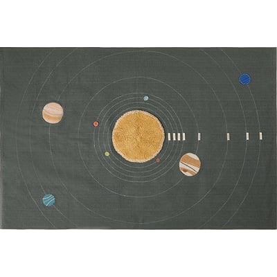 Astronaut Solar System Wall Hanger Dark Grey/Yellow Cotton Handmade