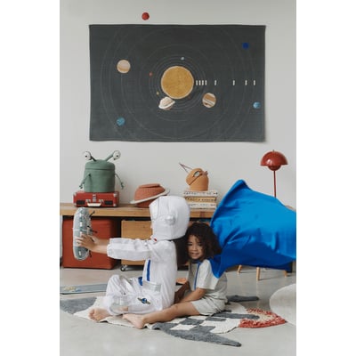 Astronaut Solar System Wall Hanger Dark Grey/Yellow Cotton Handmade