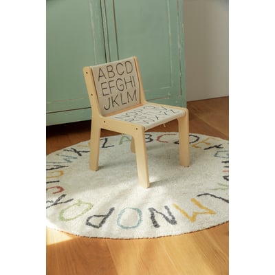 Back To School Rugcycled Washable ABC Ivory/Chestnut/Dark Grey Cotton Handmade Area Rug