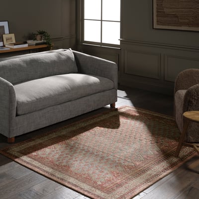 Amata Stellina Red/Blue Hand-Tufted Printed Area Rug