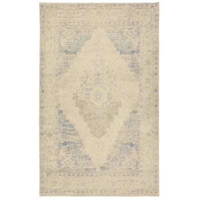 Tesorino Marito Beige/Blue Handwoven Printed Area Rug