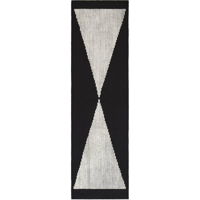 Wedge Black Wool Handwoven Area Rug