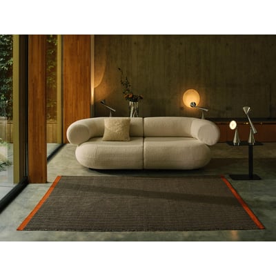 Line Black/Natural/Orange Jute/Cotton Handwoven Area Rug