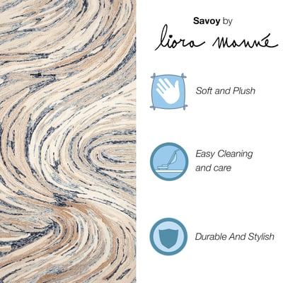 Liora Manne Savoy Big Wave Area Rugs | Abstract Rectangular Blues