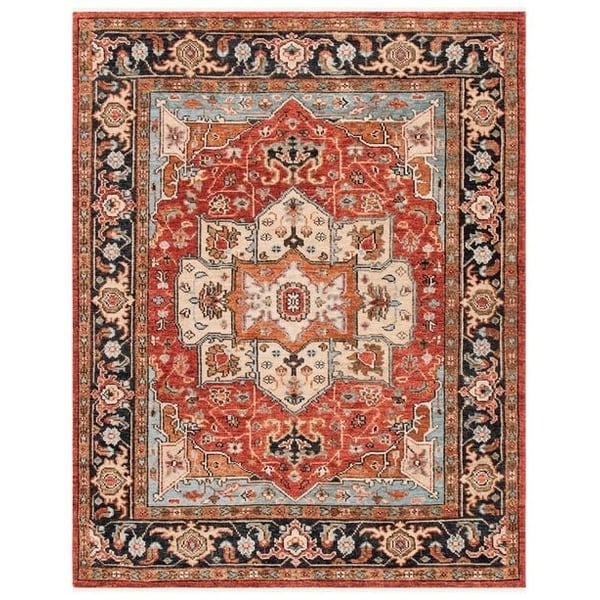 SAFAVIEH Samarkand Collection SRK119M Hand-Knotted Traditional Oriental Premium Wool Living Room Dining Bedroom Area Rug 6' x 9' Blue/Beige 