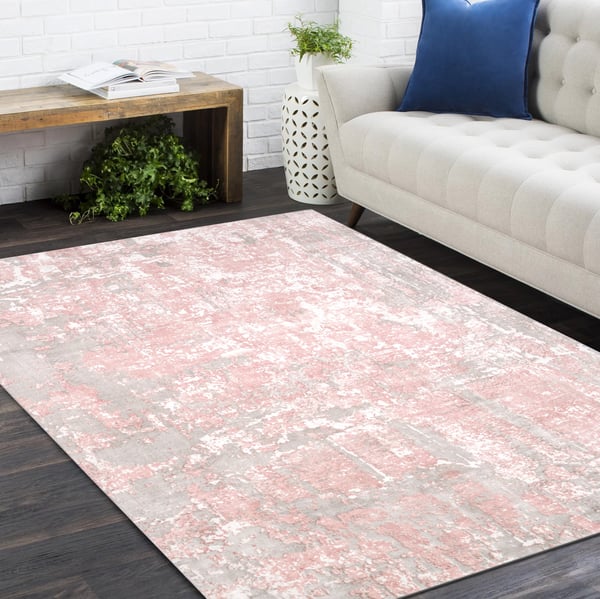 Solo Rugs Abstract S-1128 Abstract Rectangular Pink Area Rugs