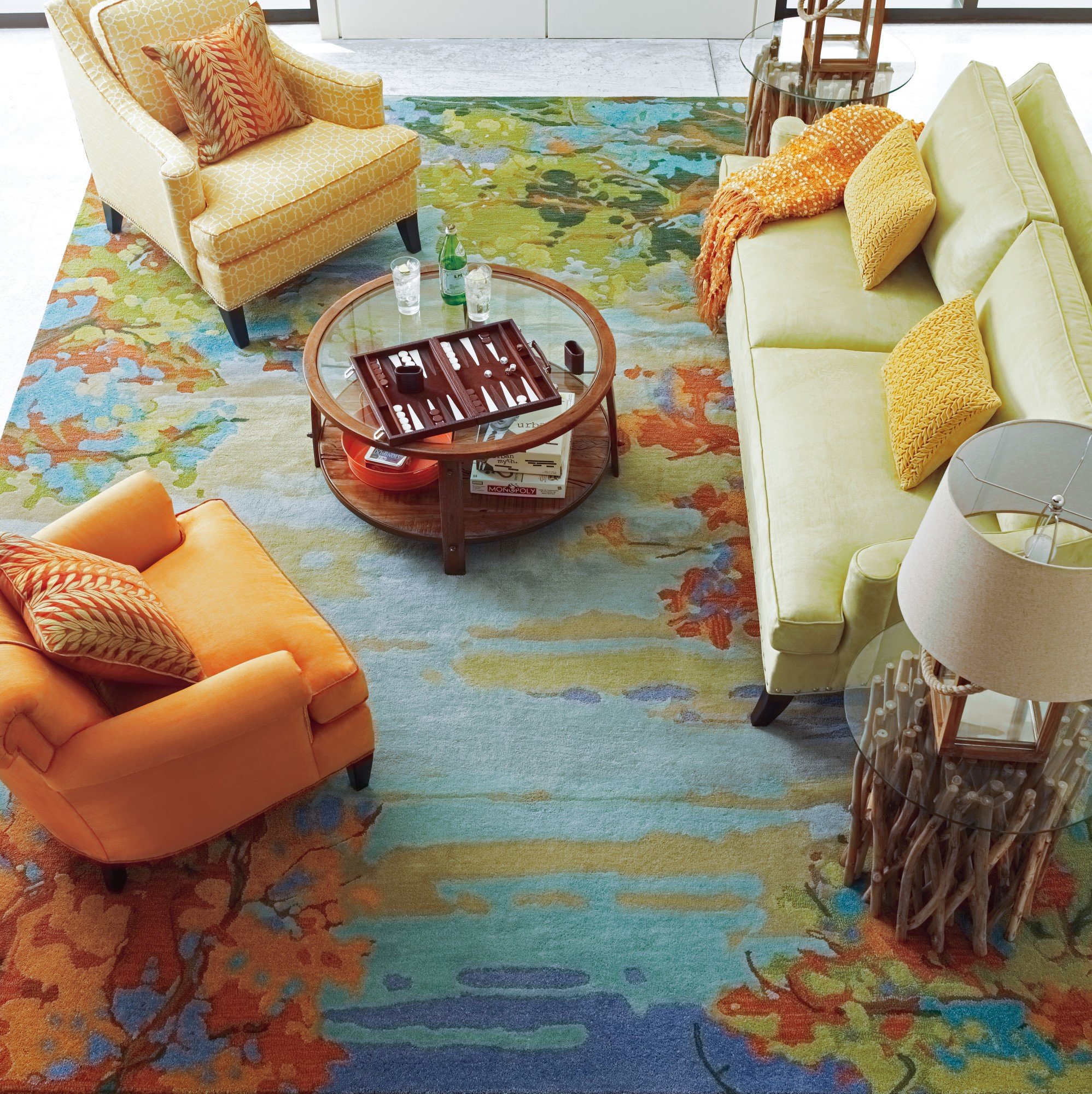 Company C Landscape 18862 Abstract Wool Green Area Rugs Rugs Direct