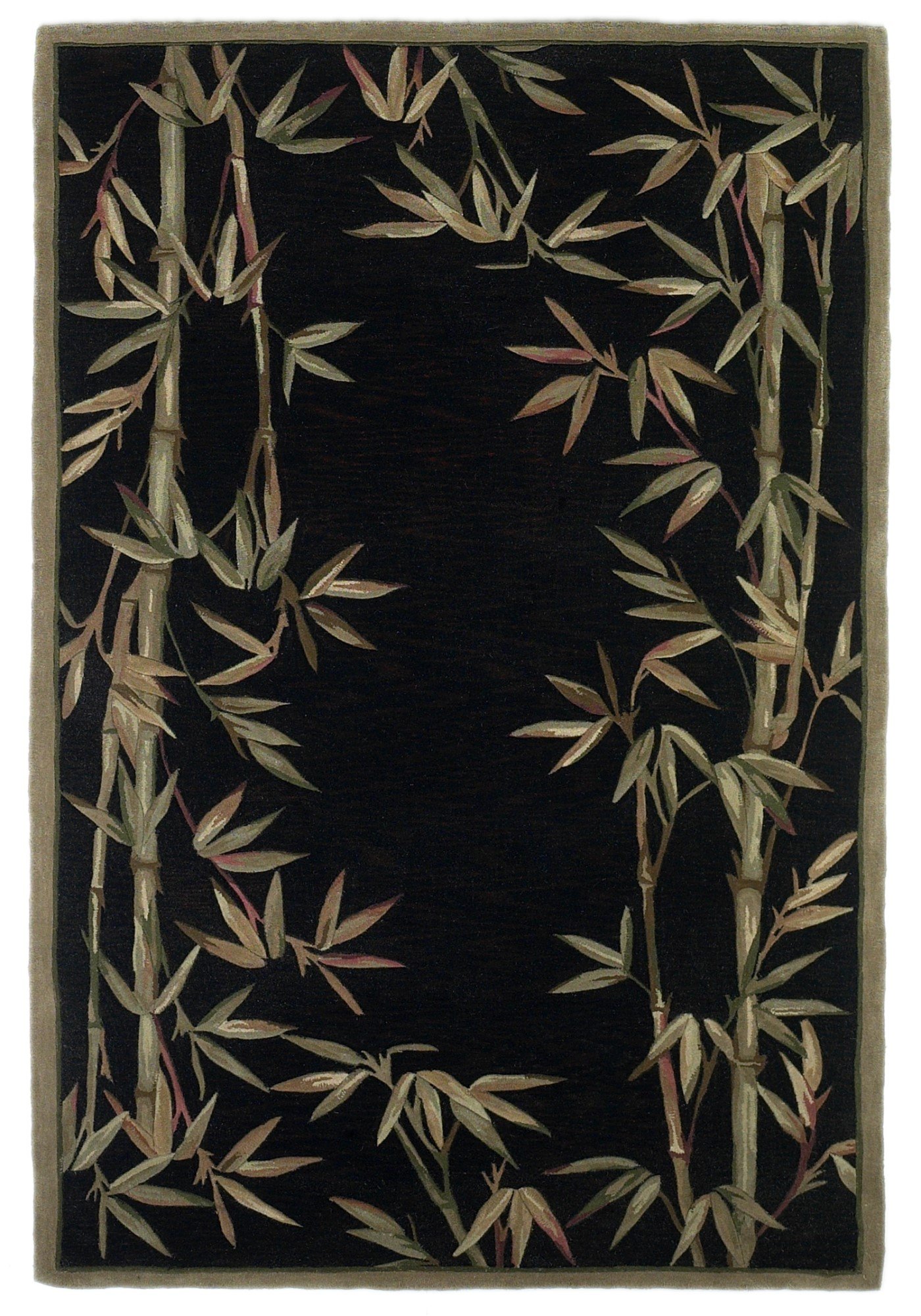 Throw Rug Area Black 3X4 ft. Gradient Border Floral Entryway