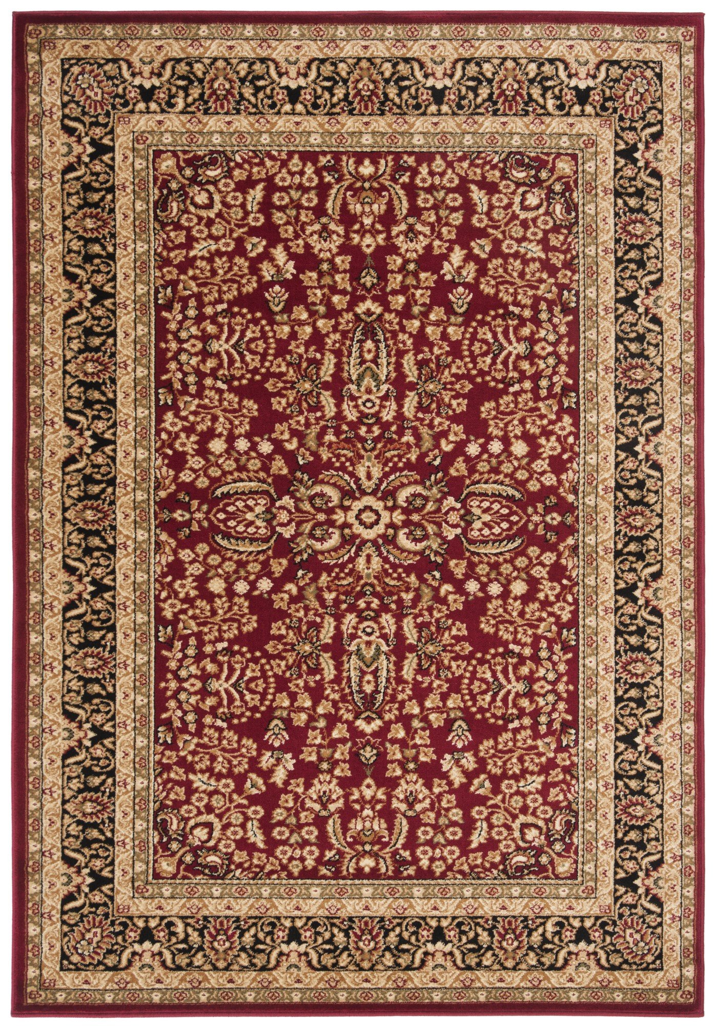 Ivory SAFAVIEH Lyndhurst Collection LNH316B Traditional Oriental Non-Shedding Living Room Bedroom Dining Home Office Area Rug Black 9' x 12' 