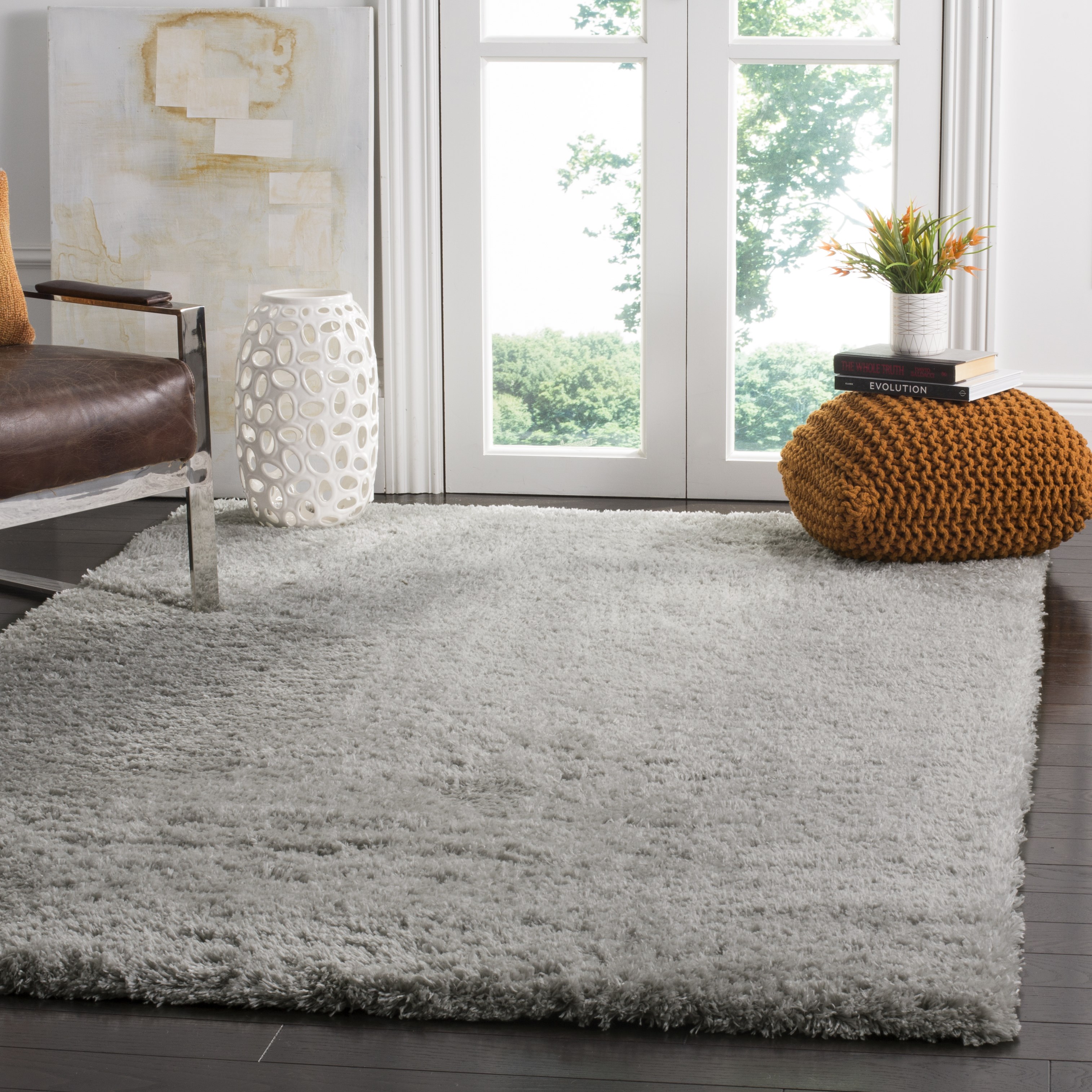 SAFAVIEH (サファビア)プラッシュエリアラグ アイボリー/グレー Safavieh Power Loomed Hudson Shag Ivory / Grey Area Rugs - SGH205A