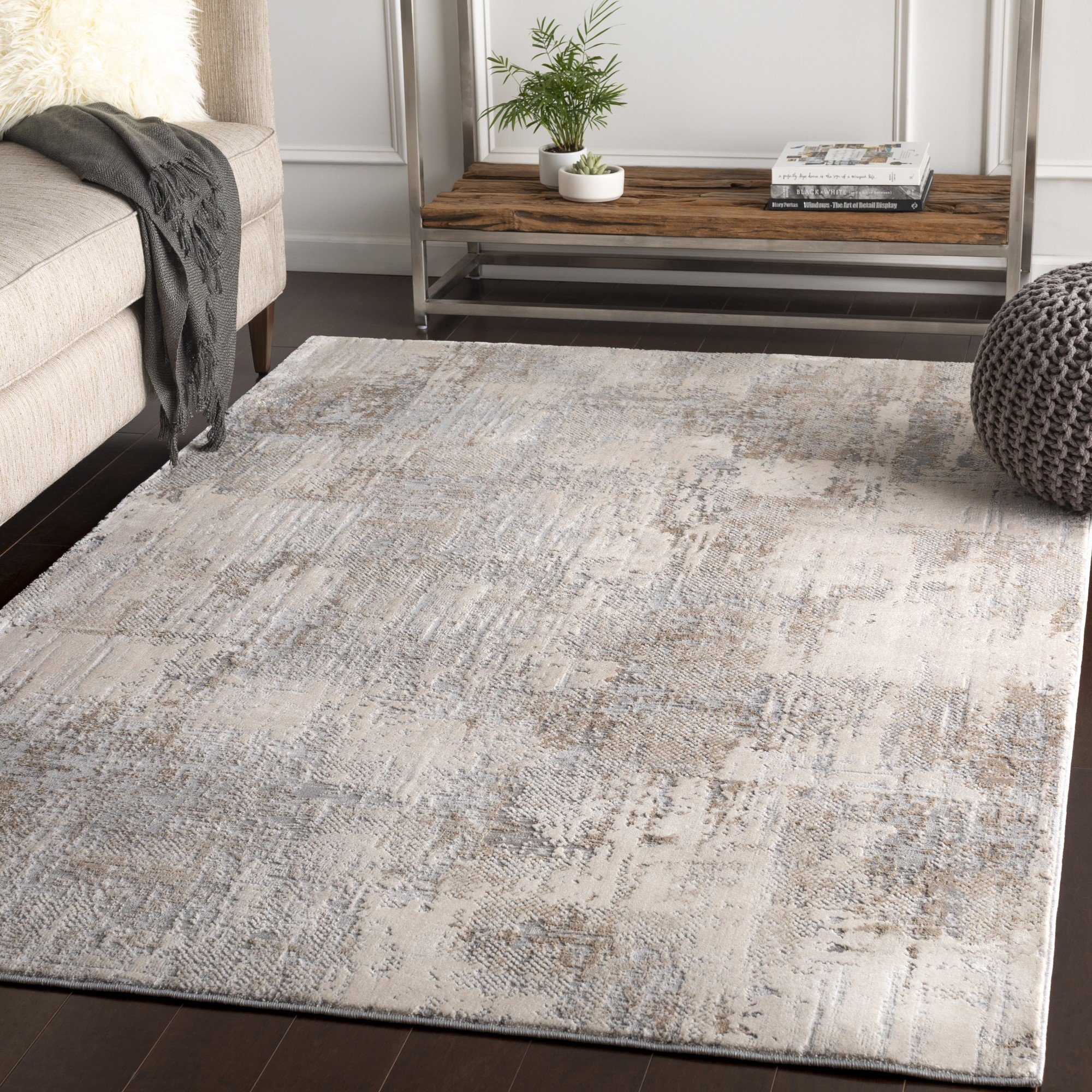 Surya Alpine Alp 2304 Abstract Area, Grey And White Rugs 8×10