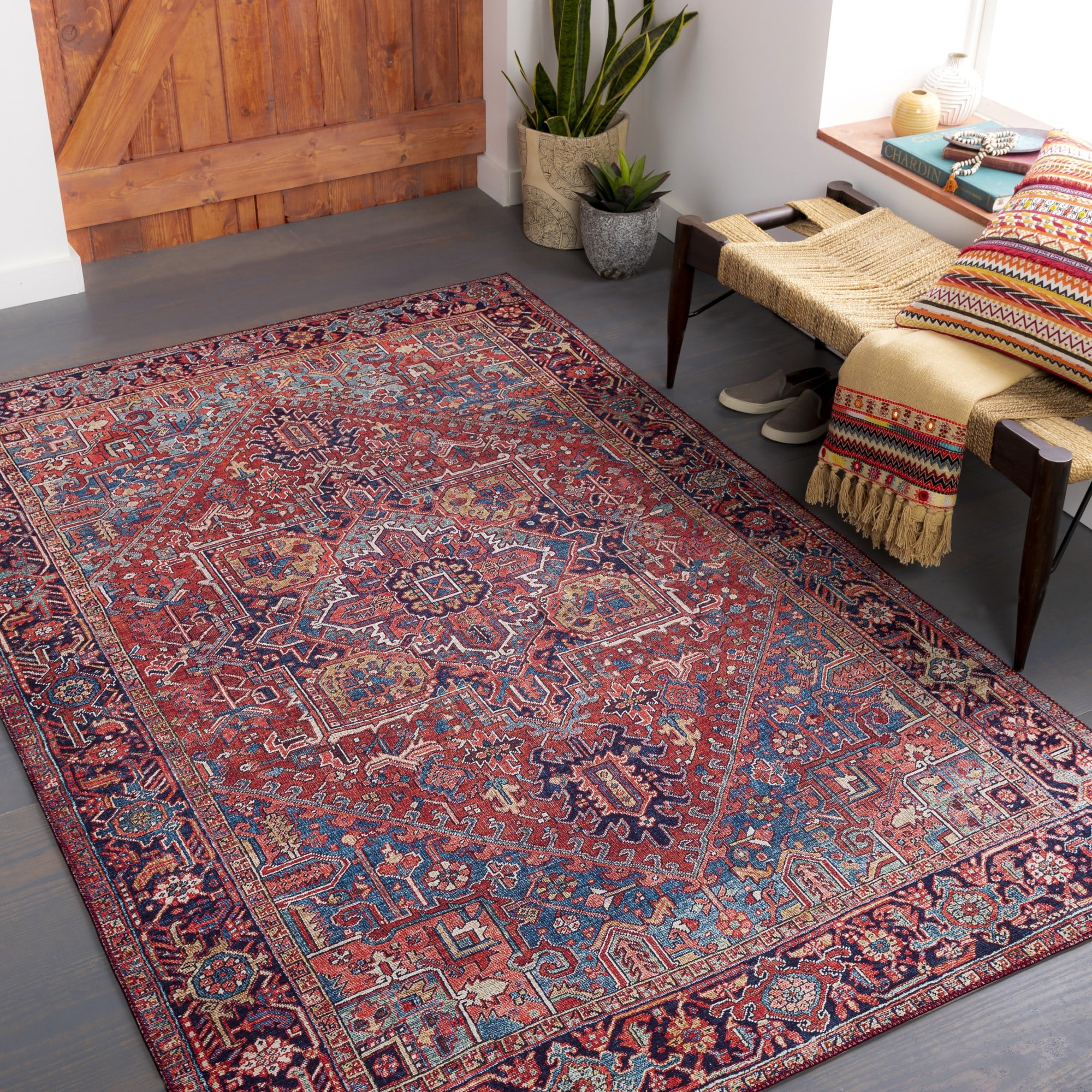 Livabliss Iris 27597 Bohemian Red & Pink Area Rugs | Rugs Direct