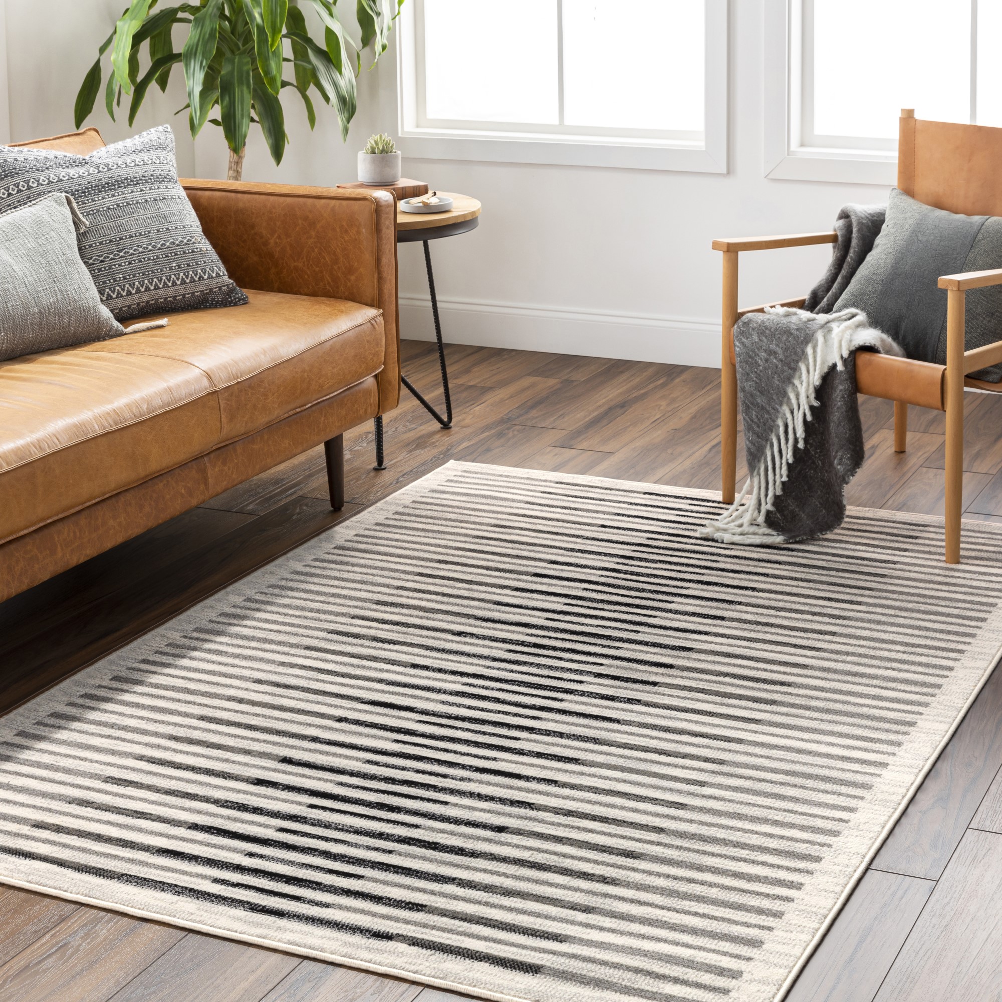 Surya Pisa 31241 Area Rugs Striped rectangular Greys Area Rugs Rugs Direct
