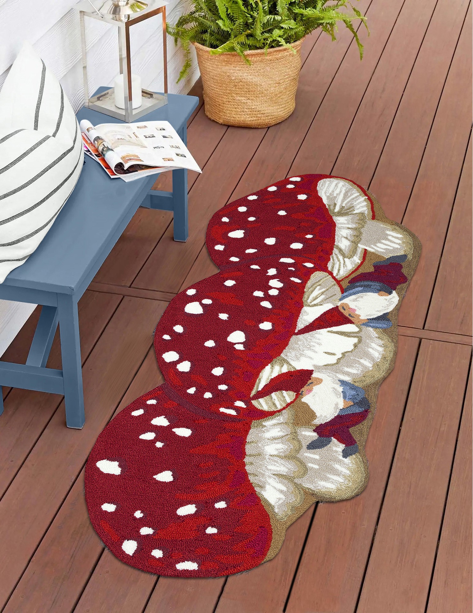 Liora Manne Front Porch Mushroom and Gnome Area Rugs Novelty