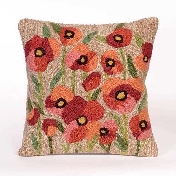 Liora Manne Front Porch Pillow Poppies Floral / Botanical Pillow Rugs
