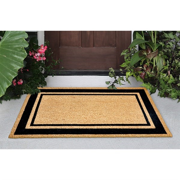 Indoor/outdoor Coir Doormat With Border Natural/black - Entryways : Target
