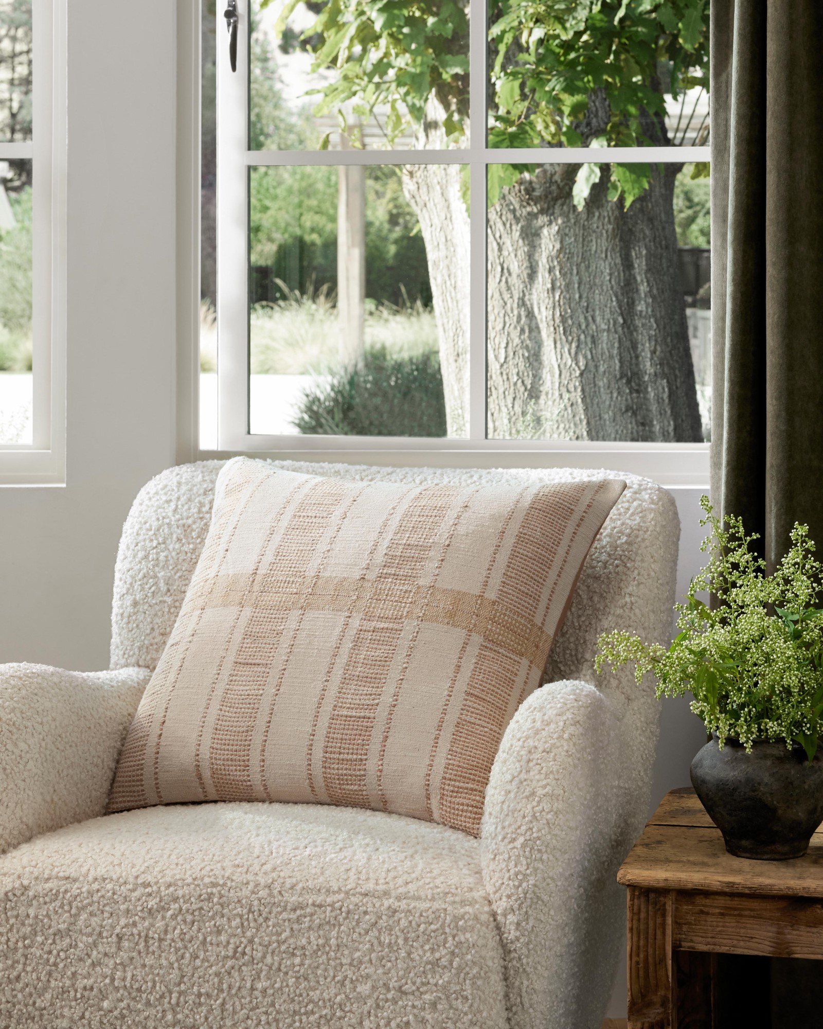 Amber Lewis x Loloi Carmel PAL-0003 Pillow | Cotton Striped Pillow