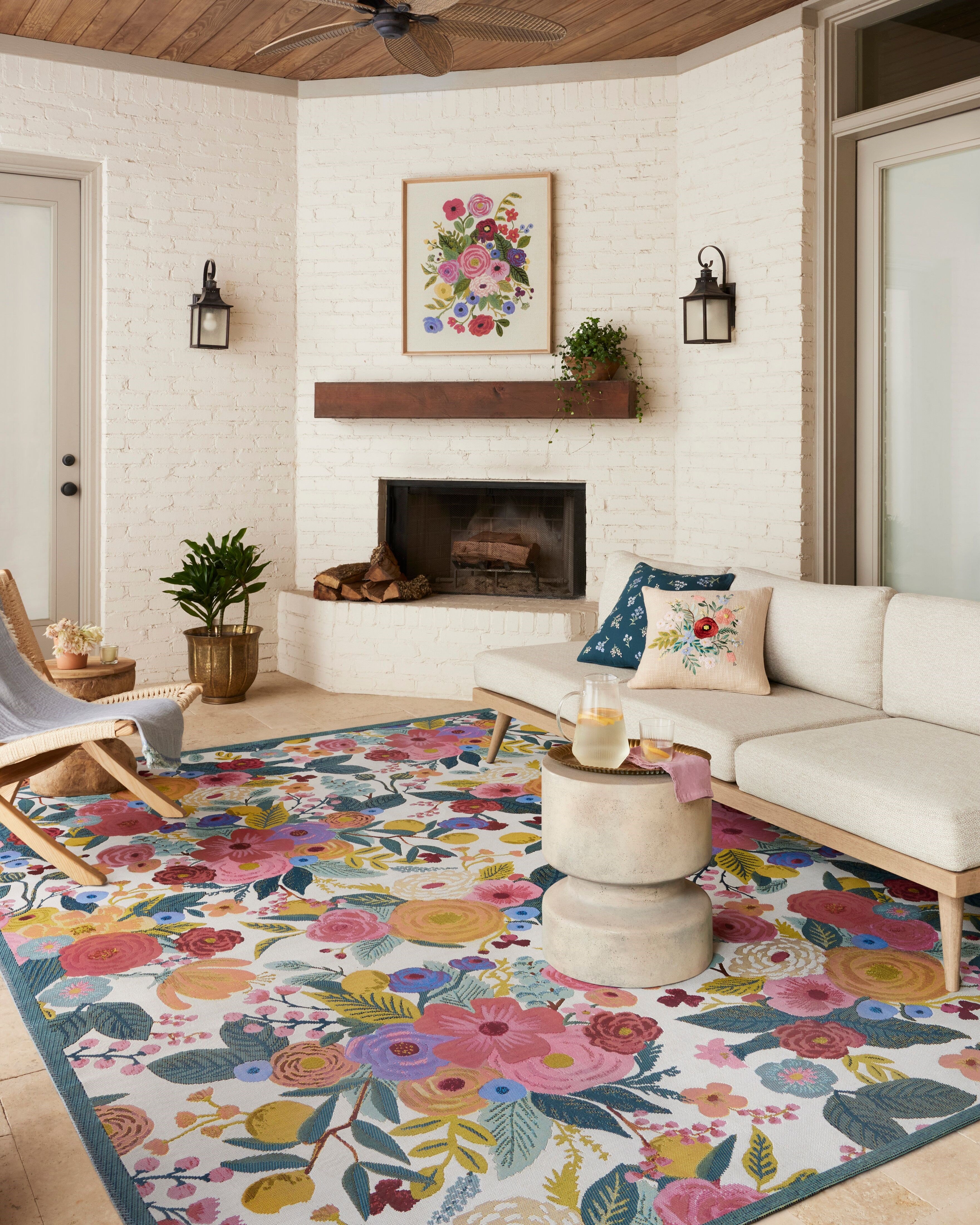 48×93 “Paper balloons” ViNTAGE RUG Rifle Paper Co. x Loloi Perennial PRN-04 Floral / Botanical Area