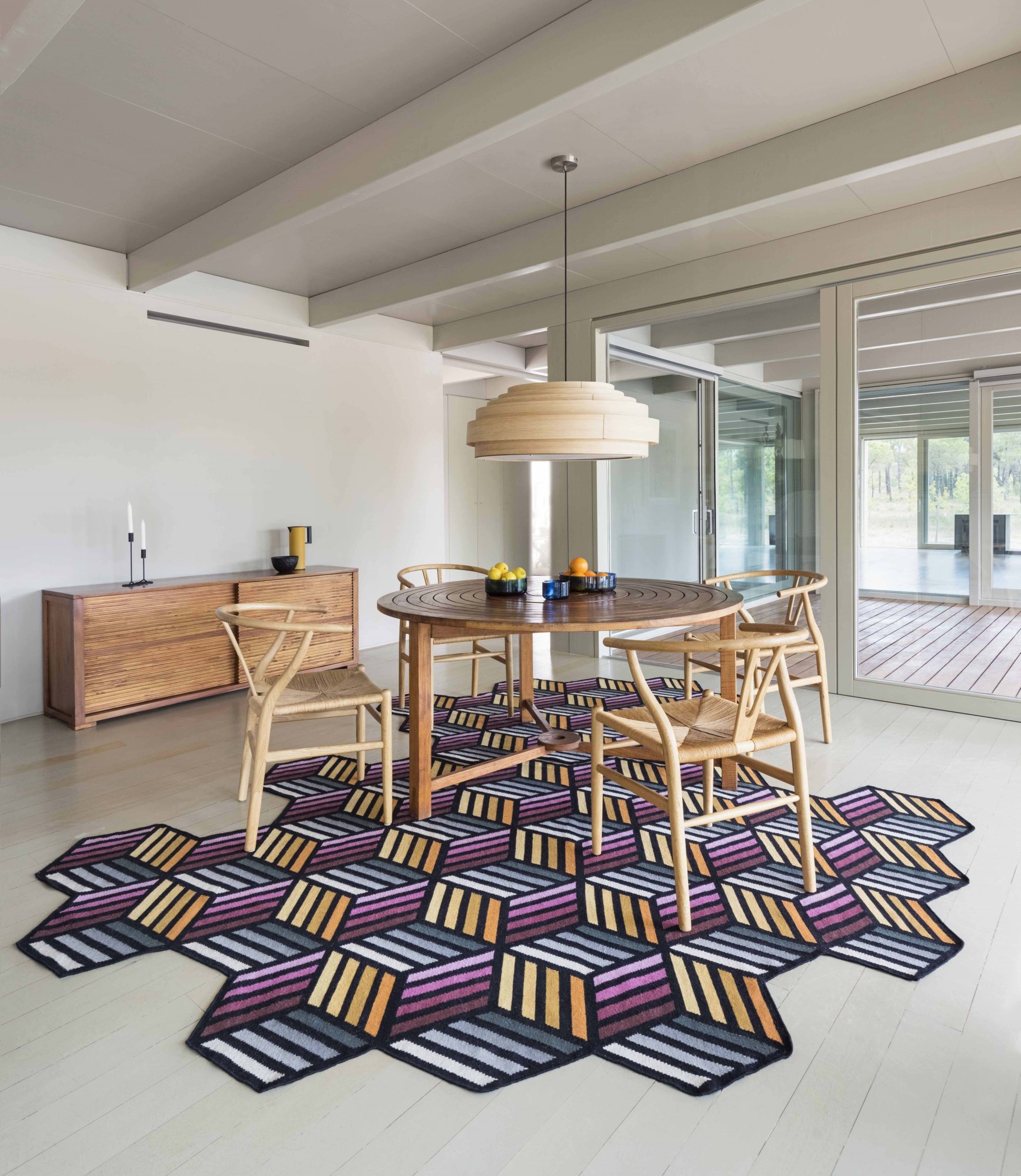 GAN Rugs Parquet Hexagon Rug, Modern Geometric Wool Rugs