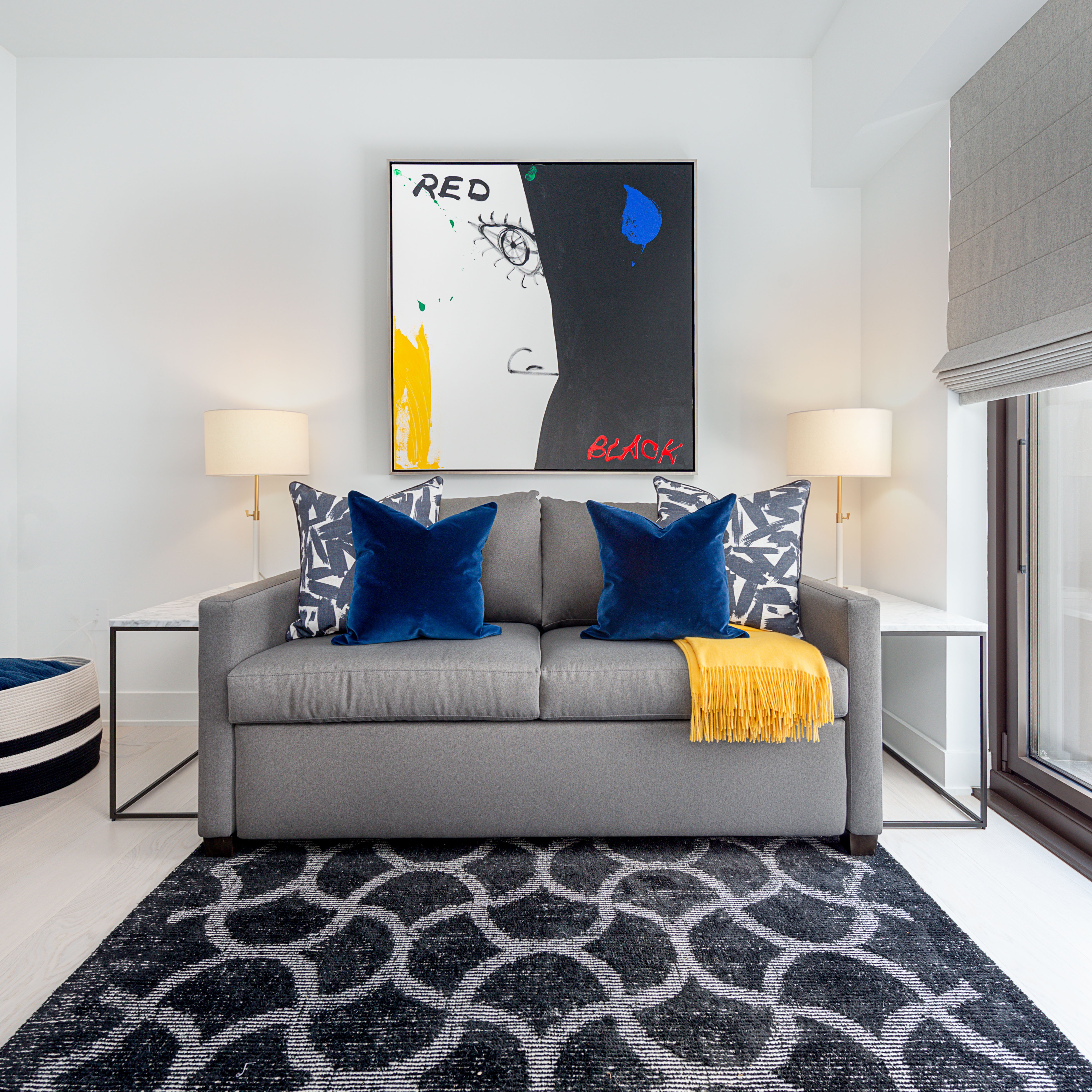 Yellow Accents - Blue and Grey Living Room Ideas