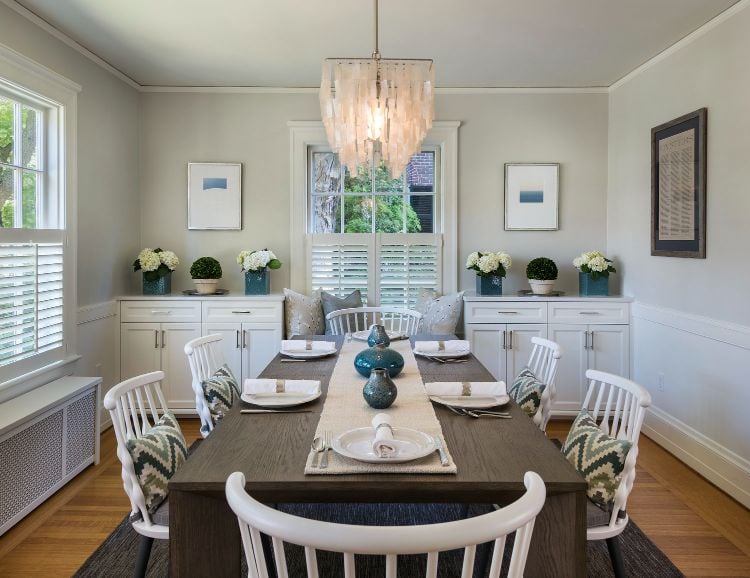 Touches of Teal - White Dining Room Design Ideas